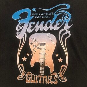 Fender Guitars Graphic‎ T Shirt Black XL Cotton Music Rock N Roll